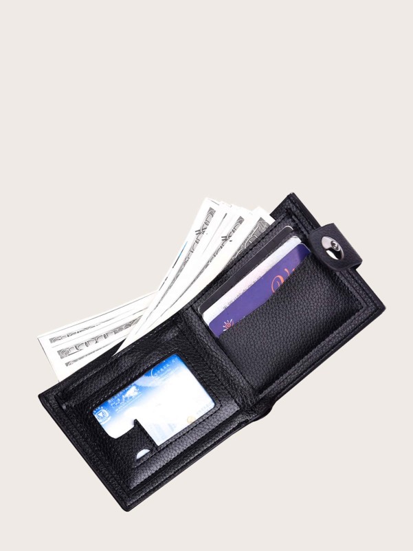 Men Snap Button Fold Over Wallet