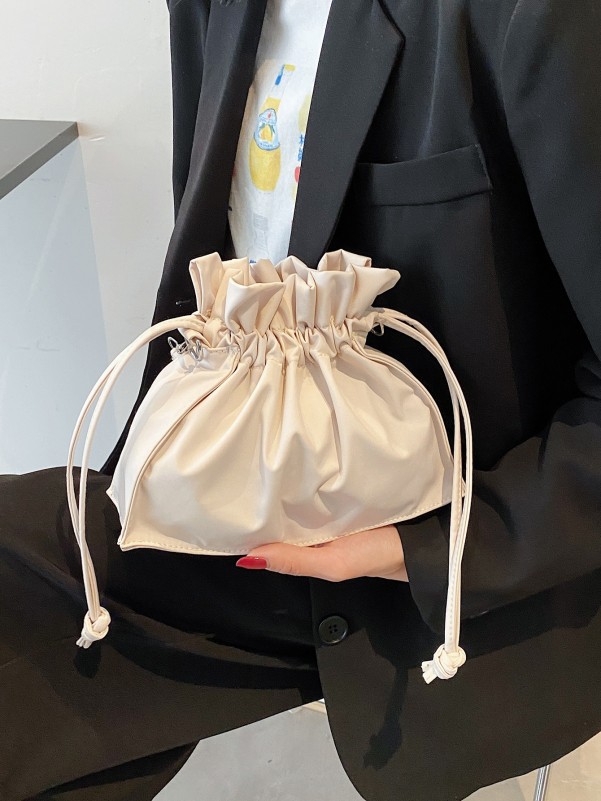 Drawstring Decor Ruched Bag