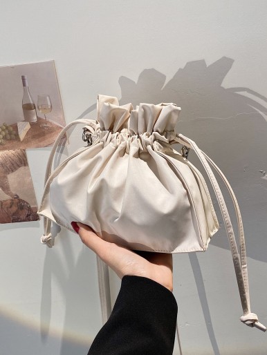 Drawstring Decor Ruched Bag