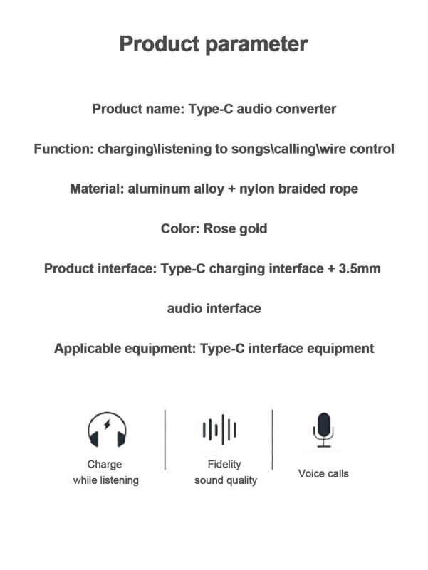 2 In 1 3.5MM Audio & Type-C Charger Cable Adapter