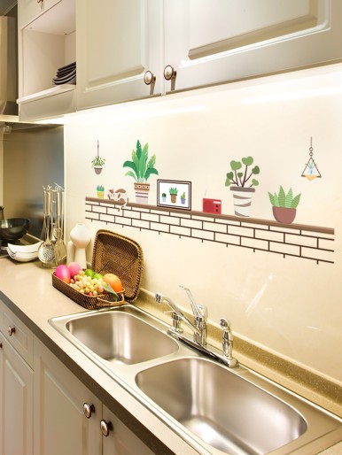 Plant Print Waterproof Kitchen Sticker