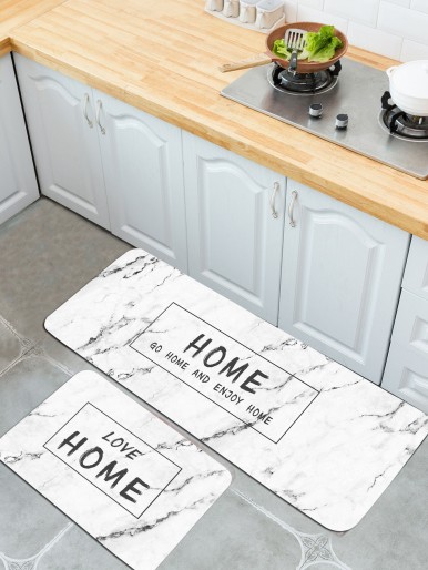 1pc Marble Pattern Kitchen Carpet