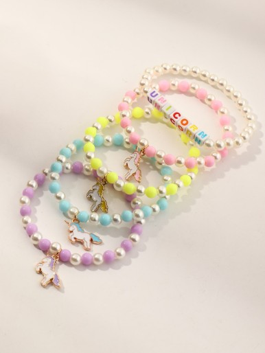 5pcs Toddler Girls Beaded Bracelet