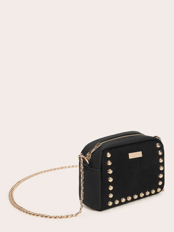 Mini Studded Decor Chain Crossbody Bag