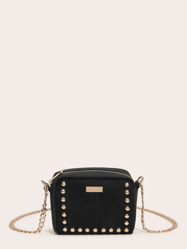 Mini Studded Decor Chain Crossbody Bag