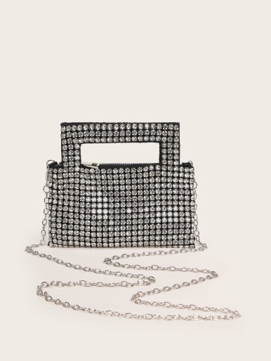 Allover Rhinestone Decor Evening Bag