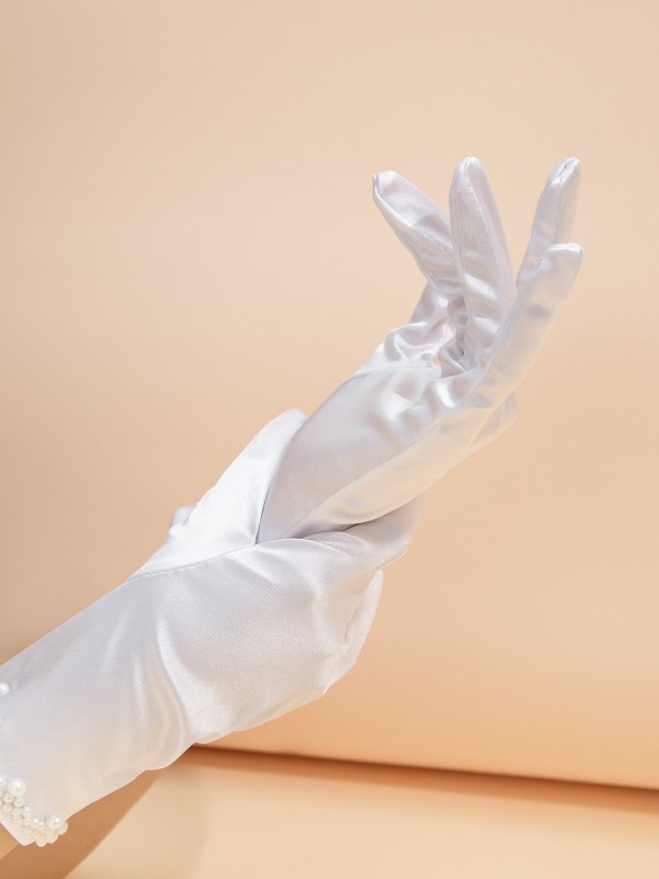 Faux Pearl Decor Gloves