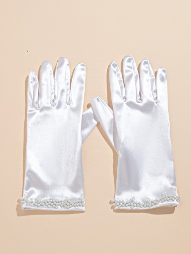 Faux Pearl Decor Gloves