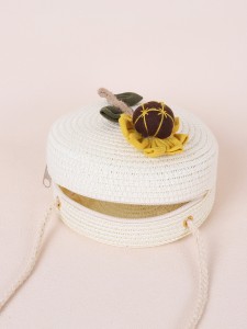 Girls Sunflower Appliques Straw Circle Bag