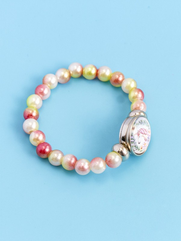 Girls Round Decor Beaded Bracelet