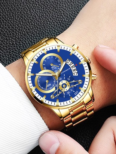 Men Triple Dial Date Quartz Watch