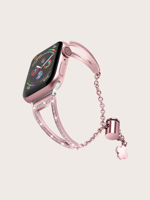 Rhinestone Decor Bracelet Design Watchband Compatible With Apple Watch