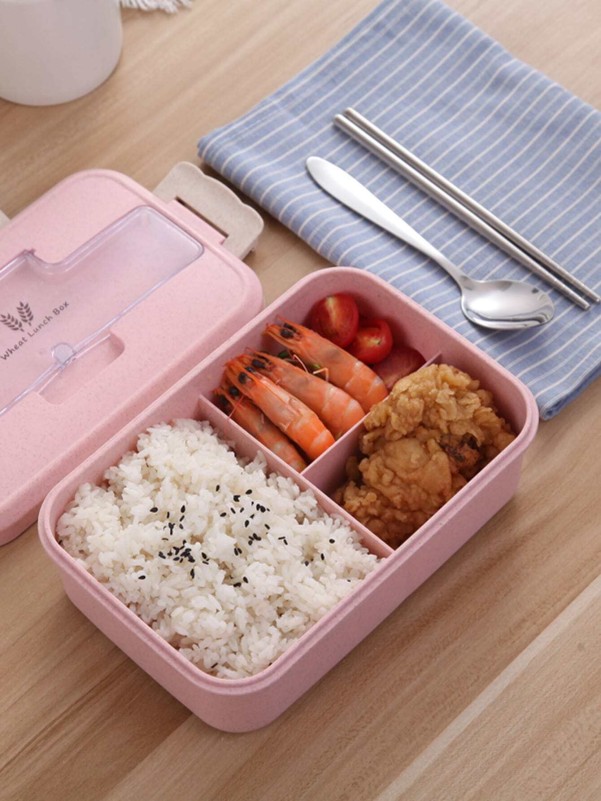 3compartments Lunch Box With Tableware