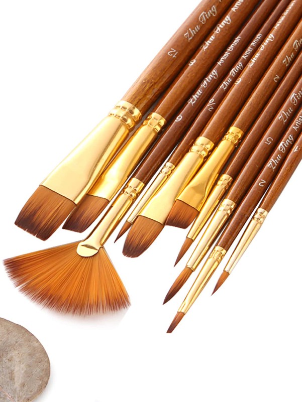 10pcs Wooden Handle Paintbrush