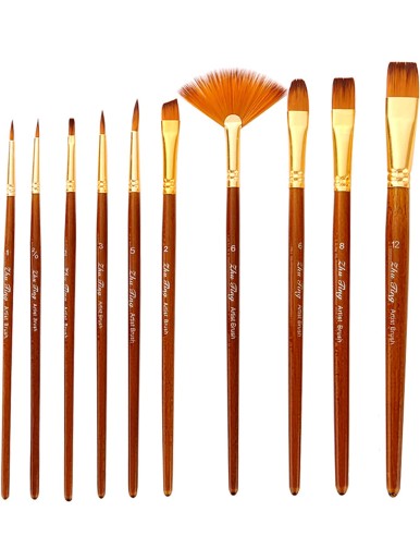 10pcs Wooden Handle Paintbrush