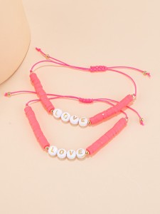 2pcs Girls Letter Decor Bracelet