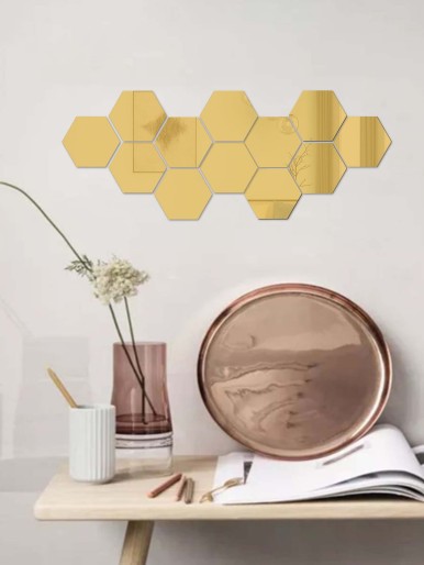 7pcs Hexagon Mirror Surface Sticker