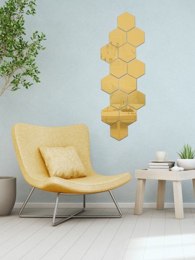 7pcs Hexagon Mirror Surface Sticker