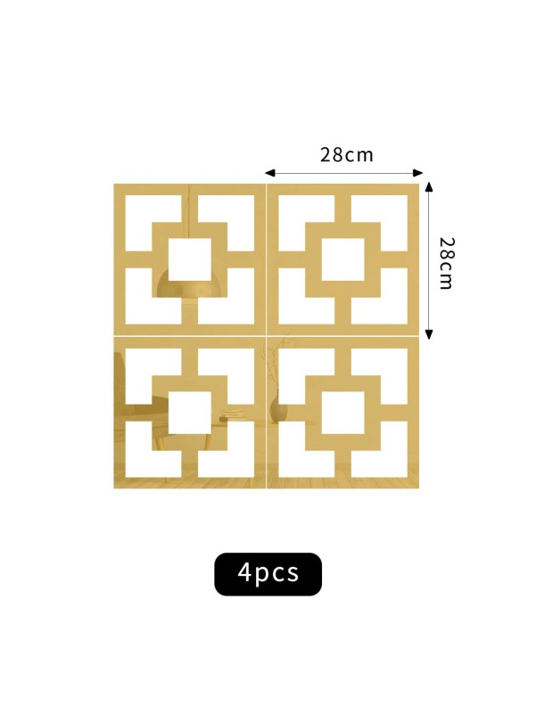 4 قطع من ملصقات الحائط ذات المرآة المجوفة