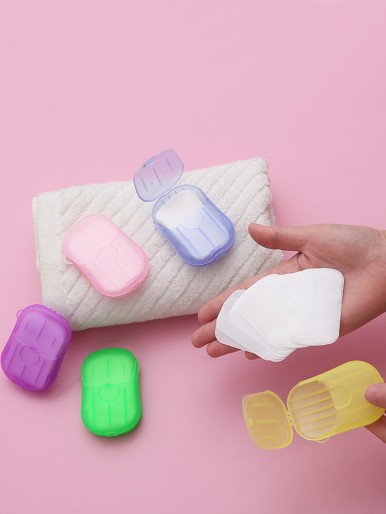 1box Portable Random Color Soap Paper