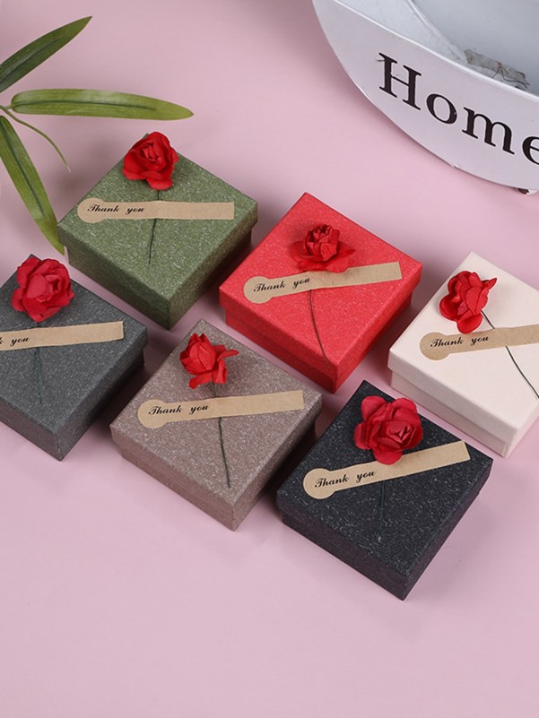 1pc Flower Decor Random Color Jewelry Box