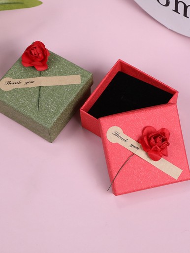 1pc Flower Decor Random Color Jewelry Box