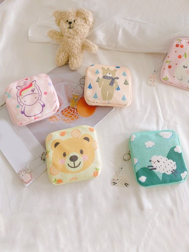 1pc Cartoon Graphic Random Sanitary Napkin Storage Bag