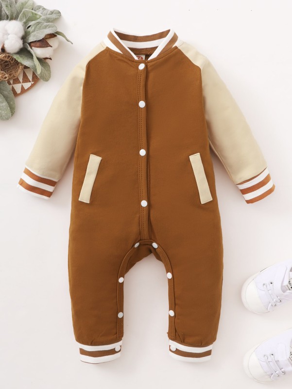 Baby Boy Popper Through Baseball Jumpsuit