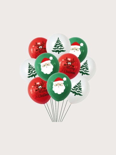 9pcs Christmas Pattern Decorative Balloon