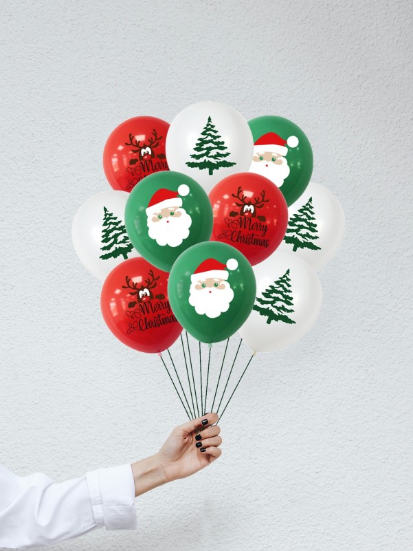 9pcs Christmas Pattern Decorative Balloon