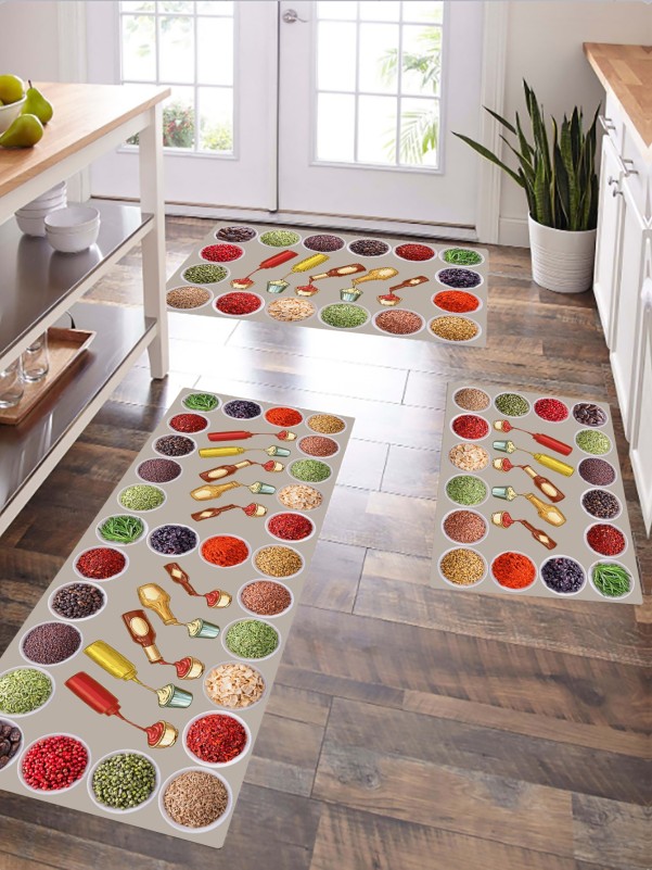 1pc Jam Print Anti-slip Kitchen Rug