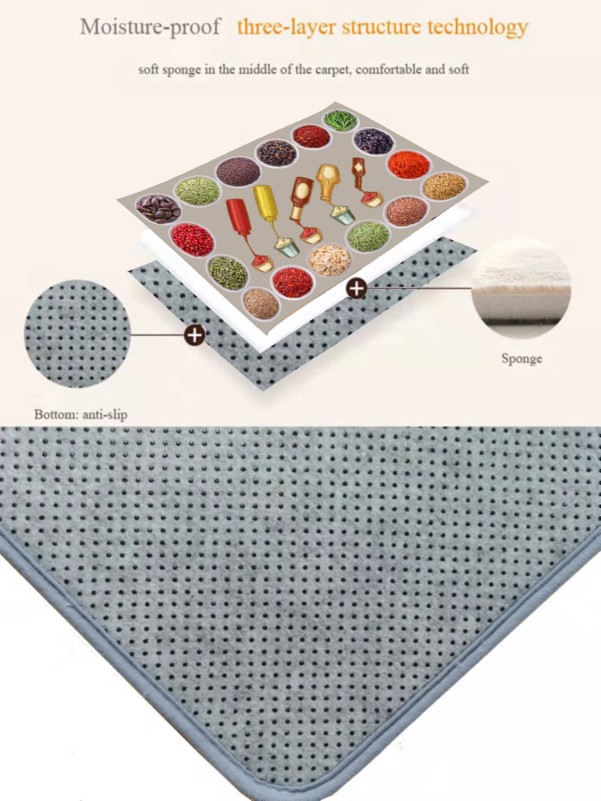 1pc Jam Print Anti-slip Kitchen Rug