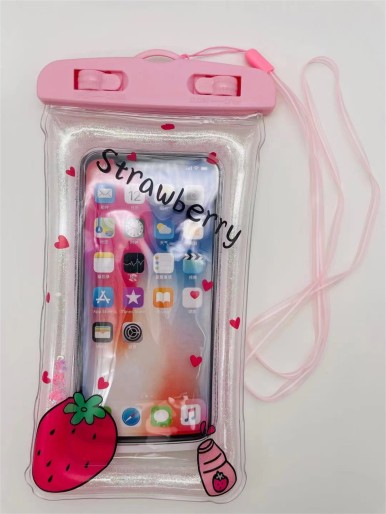 حقيبة هاتف مضادة للماء بطبعة فراولة كرتونية