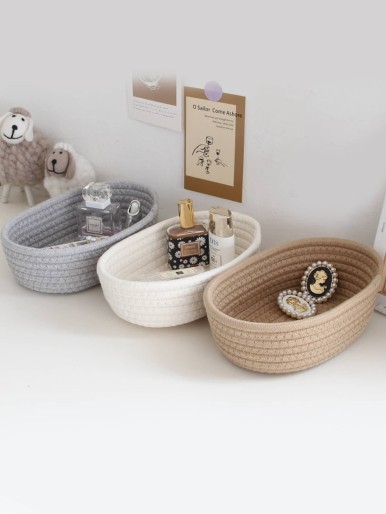 1pc Woven Random Color Desktop Storage Basket