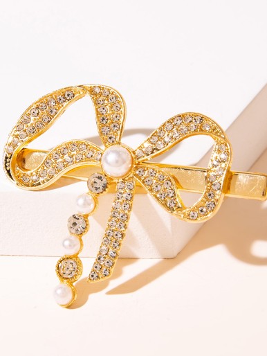 Rhinestone Bow Decor Hair Clip