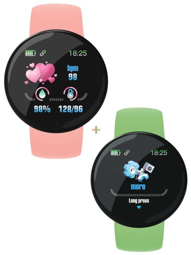 2pcs Heart Rate Monitor Smart Watch Set