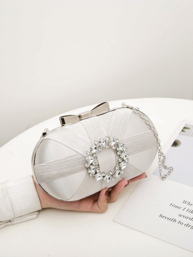 Mini Bow& Gemstone Decor Novelty Bag