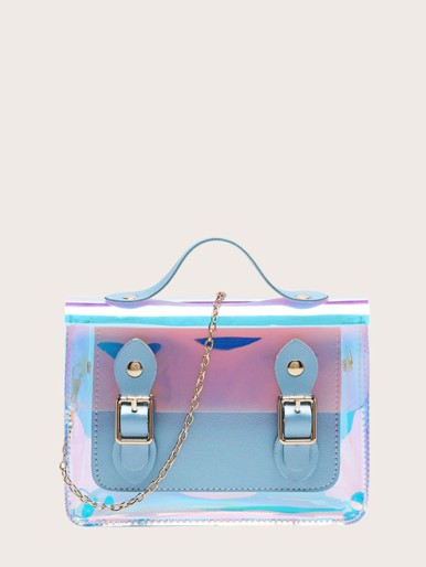 Girls Holographic Chain Satchel Bag