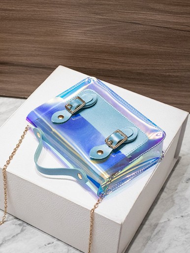 Girls Holographic Chain Satchel Bag