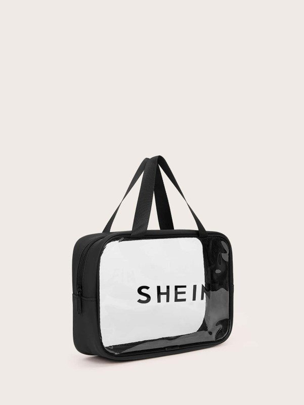 SHEIN حقيبة مكياج شفافة برسومات الحروف