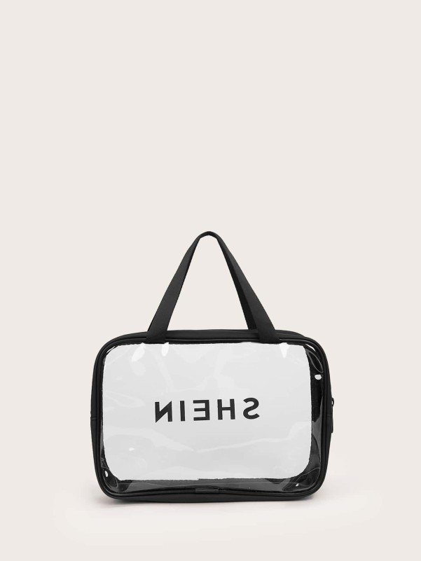 SHEIN Letter Graphic Clear Makeup Bag