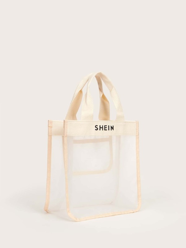 SHEIN Letter Graphic Mesh Tote Bag