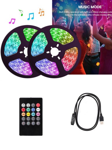 1pc 7 Color Strip Light With Remote Control