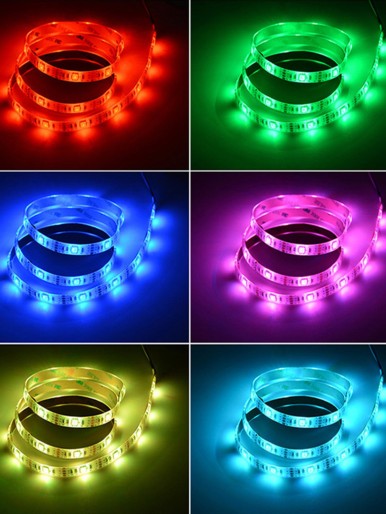 1pc 7 Color Strip Light With Remote Control