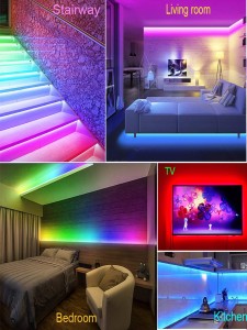 1pc 7 Color Strip Light With Remote Control