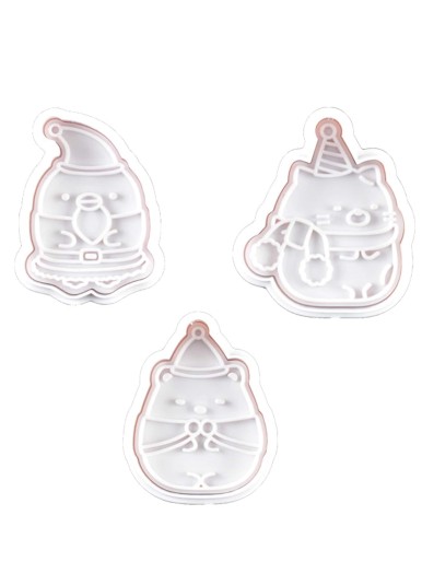 3pcs Christmas Cartoon Graphic Biscuit Mold