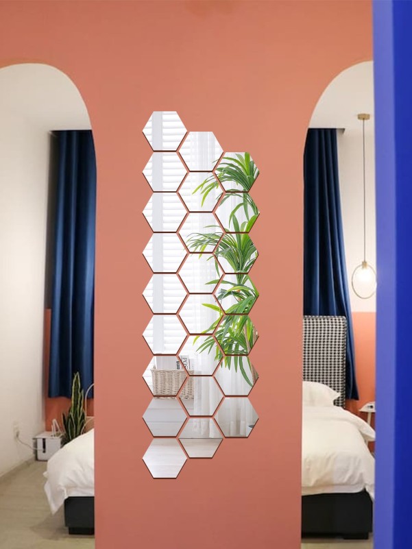 24pcs Hexagon Mirror Surface Wall Sticker