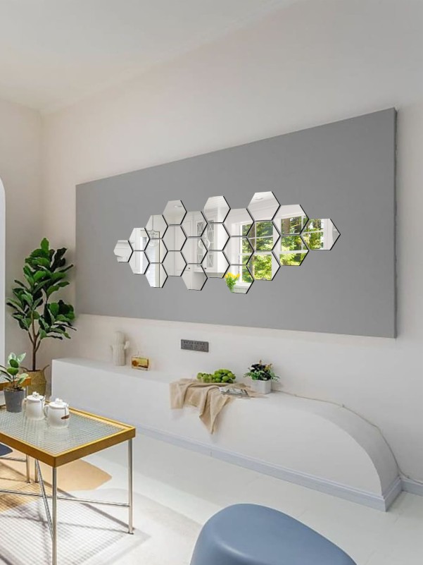 24pcs Hexagon Mirror Surface Wall Sticker