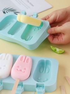 1pc 3 Grid Rabbit Popsicle Mold & 50pcs Stick