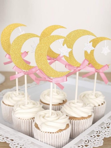 6pcs Ramadan Moon Cake Topper